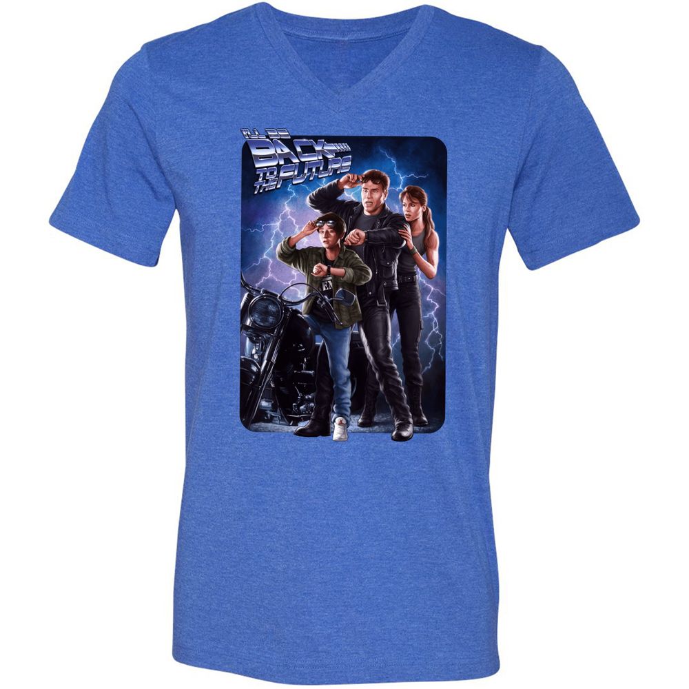 Unisex V-Neck T-Shirt - YSJ39X3Y - Heather True Royal - 14