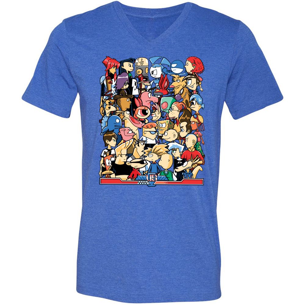 Unisex V-Neck T-Shirt - 5JV6KJVH - Heather True Royal - 14