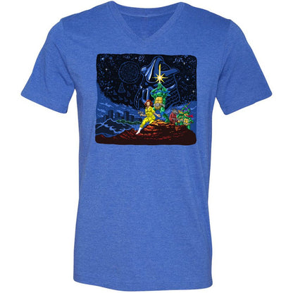 Unisex V-Neck T-Shirt - 9D8XMWLG - Heather True Royal - 14