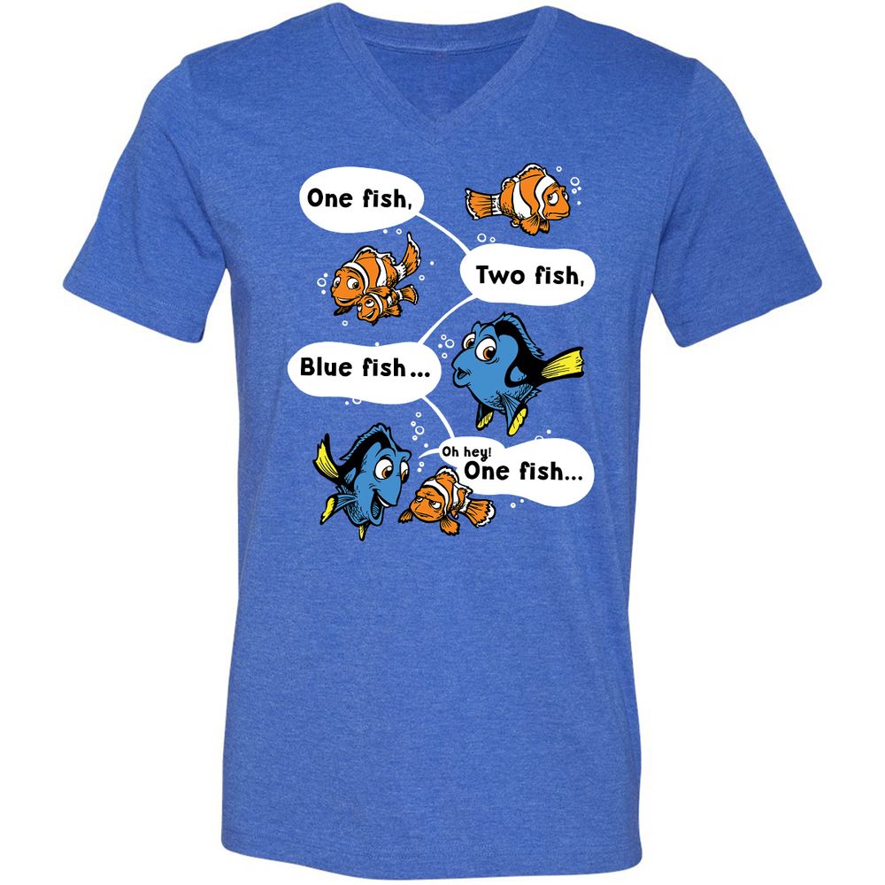 Unisex V-Neck T-Shirt - NQTXKSXD - Heather True Royal - 14