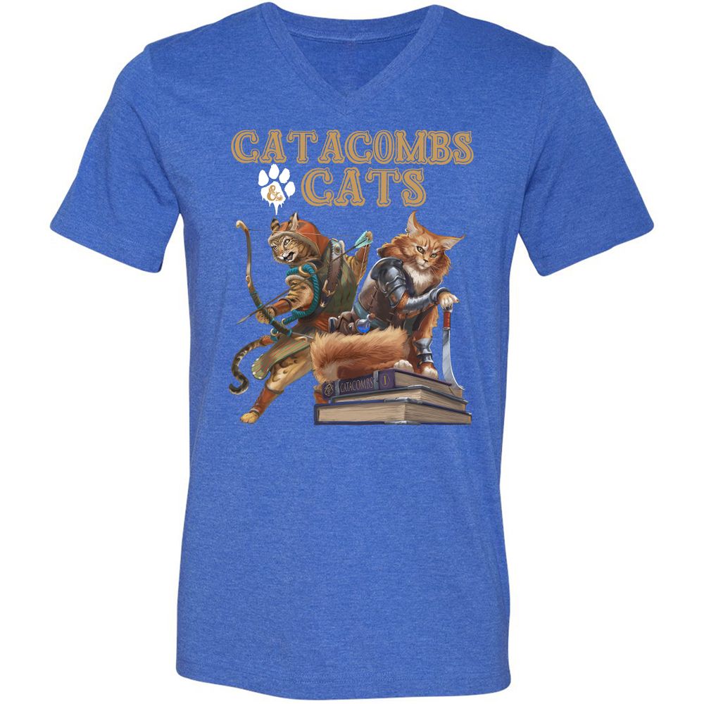 Unisex V-Neck T-Shirt - EU7U3G79 - Heather True Royal - 14