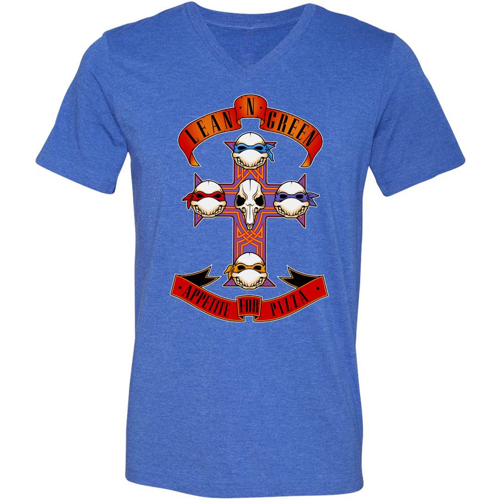 Unisex V-Neck T-Shirt - 5VHLB8M8 - Heather True Royal - 14