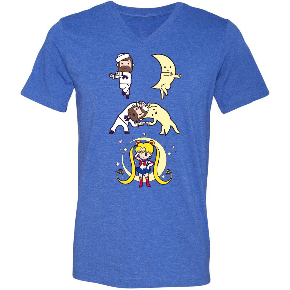 Unisex V-Neck T-Shirt - 495YZQVL - Heather True Royal - 14