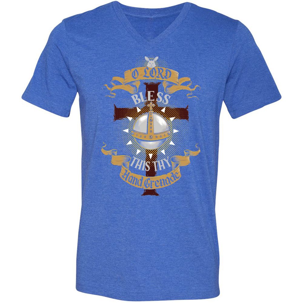 Unisex V-Neck T-Shirt - 713DP4AW - Heather True Royal - 14