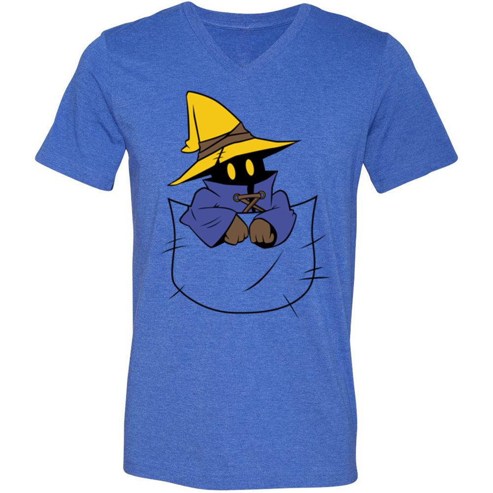 Unisex V-Neck T-Shirt - 6GYFU8KY - Heather True Royal - 14