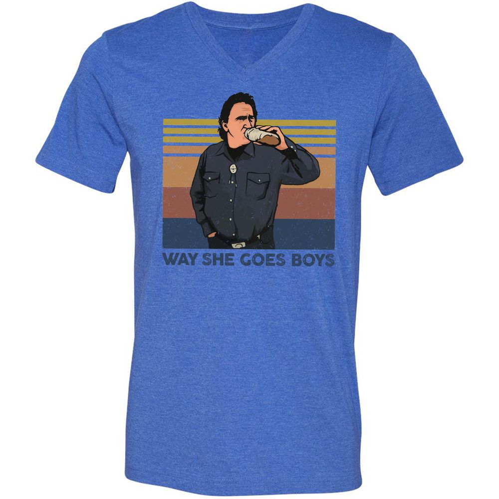Unisex V-Neck T-Shirt - DQYHL8TK - Heather True Royal - 14