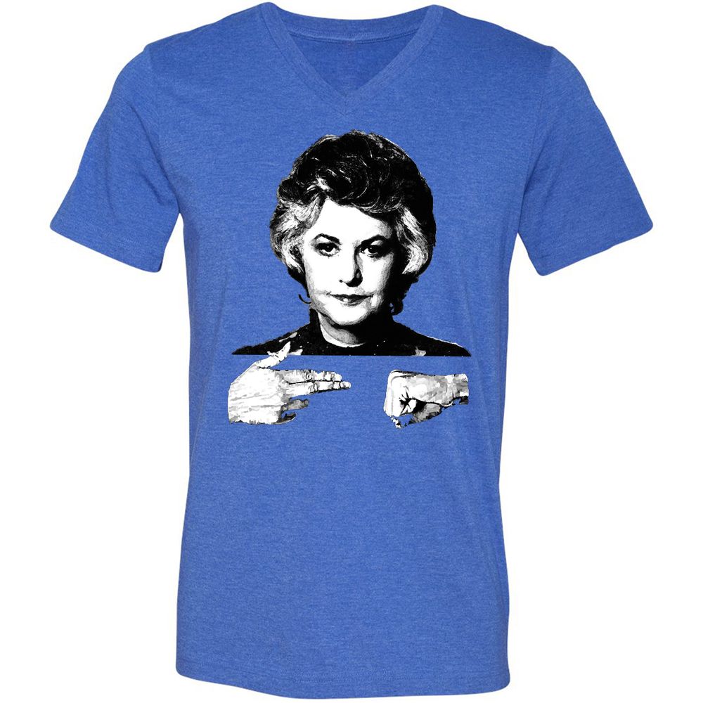 Unisex V-Neck T-Shirt - Q6SB1TZ8 - Heather True Royal - 14