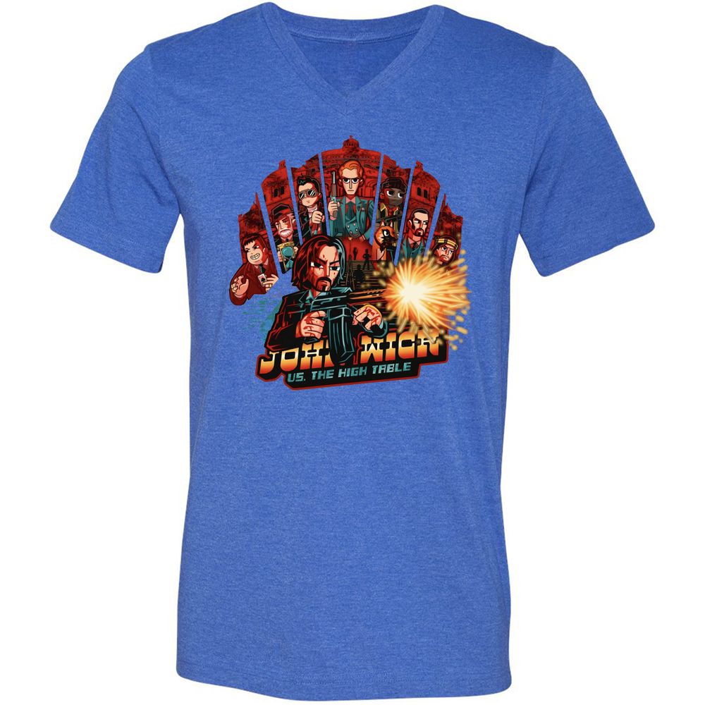 Unisex V-Neck T-Shirt - 5Z6UVZKJ - Heather True Royal - 14