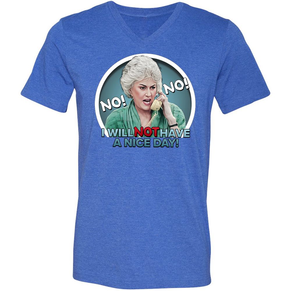 Unisex V-Neck T-Shirt - 9KC6FHHR - Heather True Royal - 14