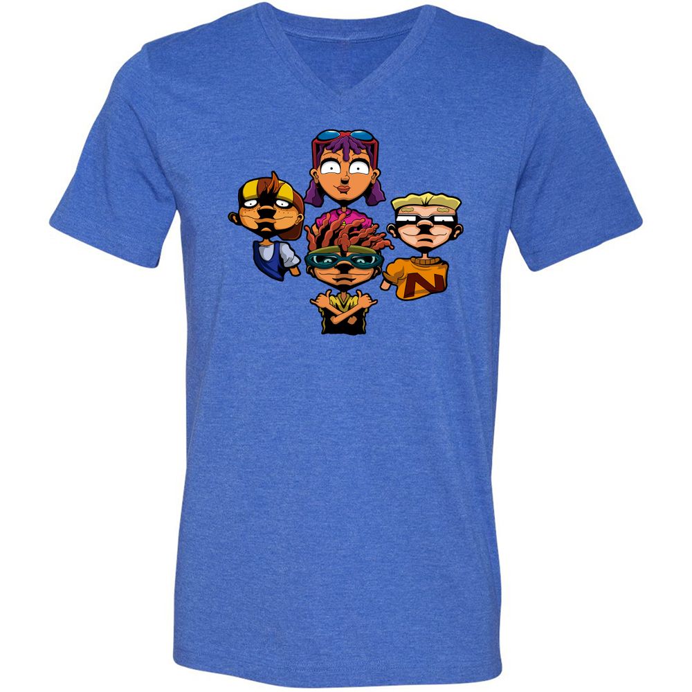 Unisex V-Neck T-Shirt - AZ3SAE4U - Heather True Royal - 14