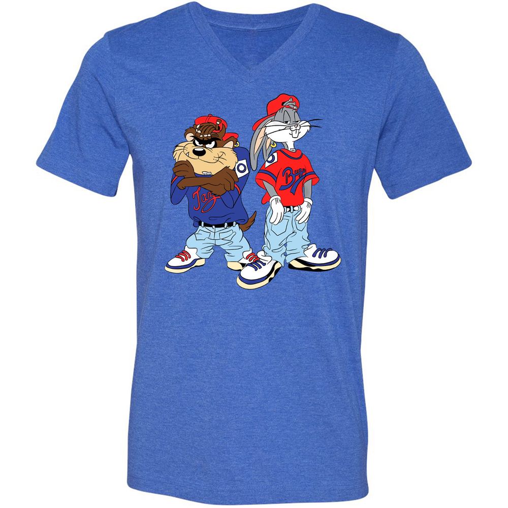 Unisex V-Neck T-Shirt - PXW7QVLE - Heather True Royal - 14