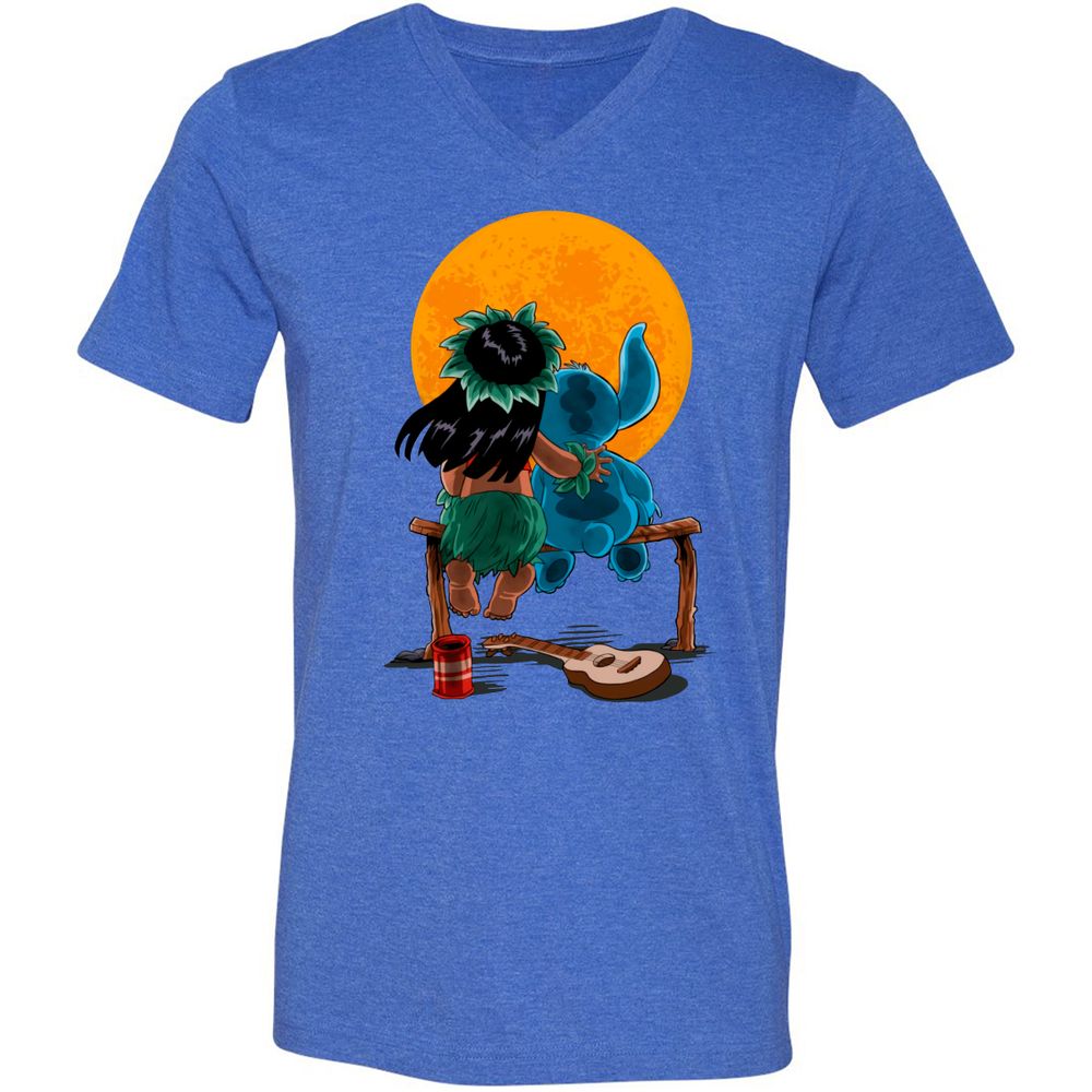 Unisex V-Neck T-Shirt - DC6H9N74 - Heather True Royal - 14