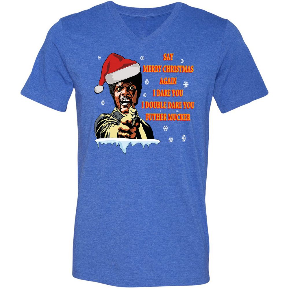 Unisex V-Neck T-Shirt - FHMH5ACD - Heather True Royal - 14