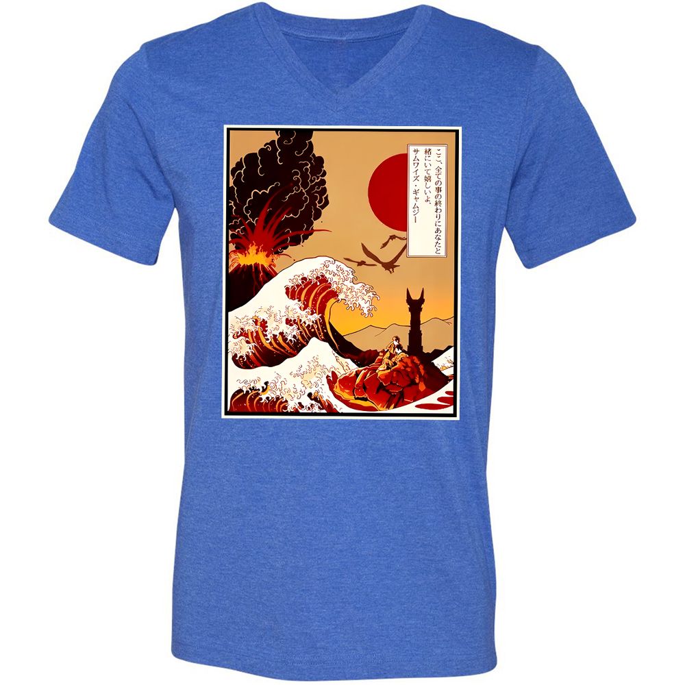 Unisex V-Neck T-Shirt - MB4WF3TR - Heather True Royal - 14