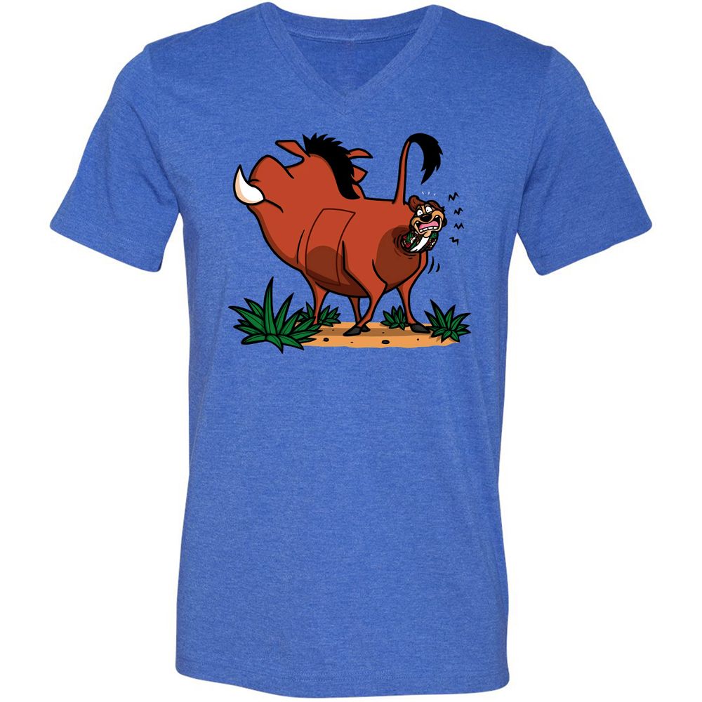 Unisex V-Neck T-Shirt - 1DYQCVG5 - Heather True Royal - 14