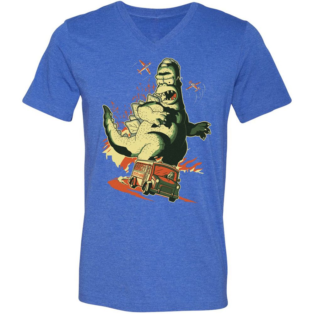 Unisex V-Neck T-Shirt - JD1X3D91 - Heather True Royal - 14