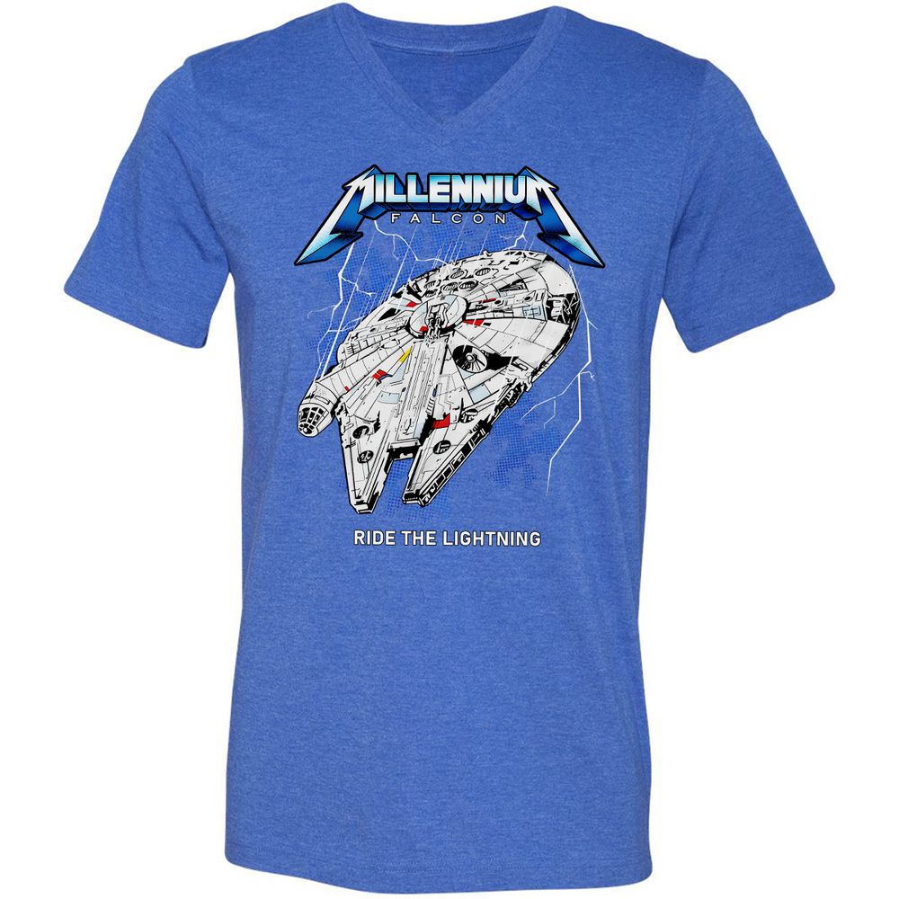 Unisex V-Neck T-Shirt - RGKHBNFY - Heather True Royal - 14