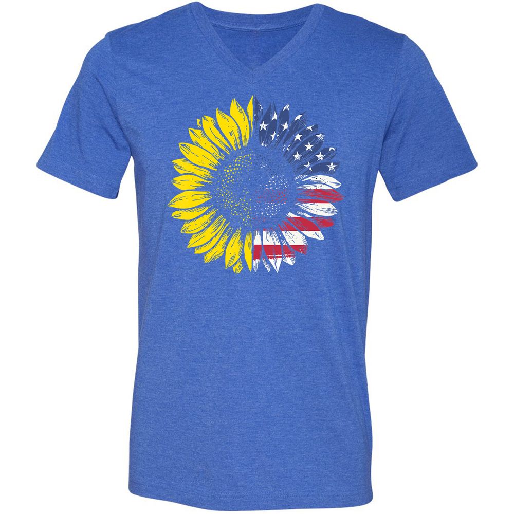 Unisex V-Neck T-Shirt - 9TPUB6SA - Heather True Royal - 14