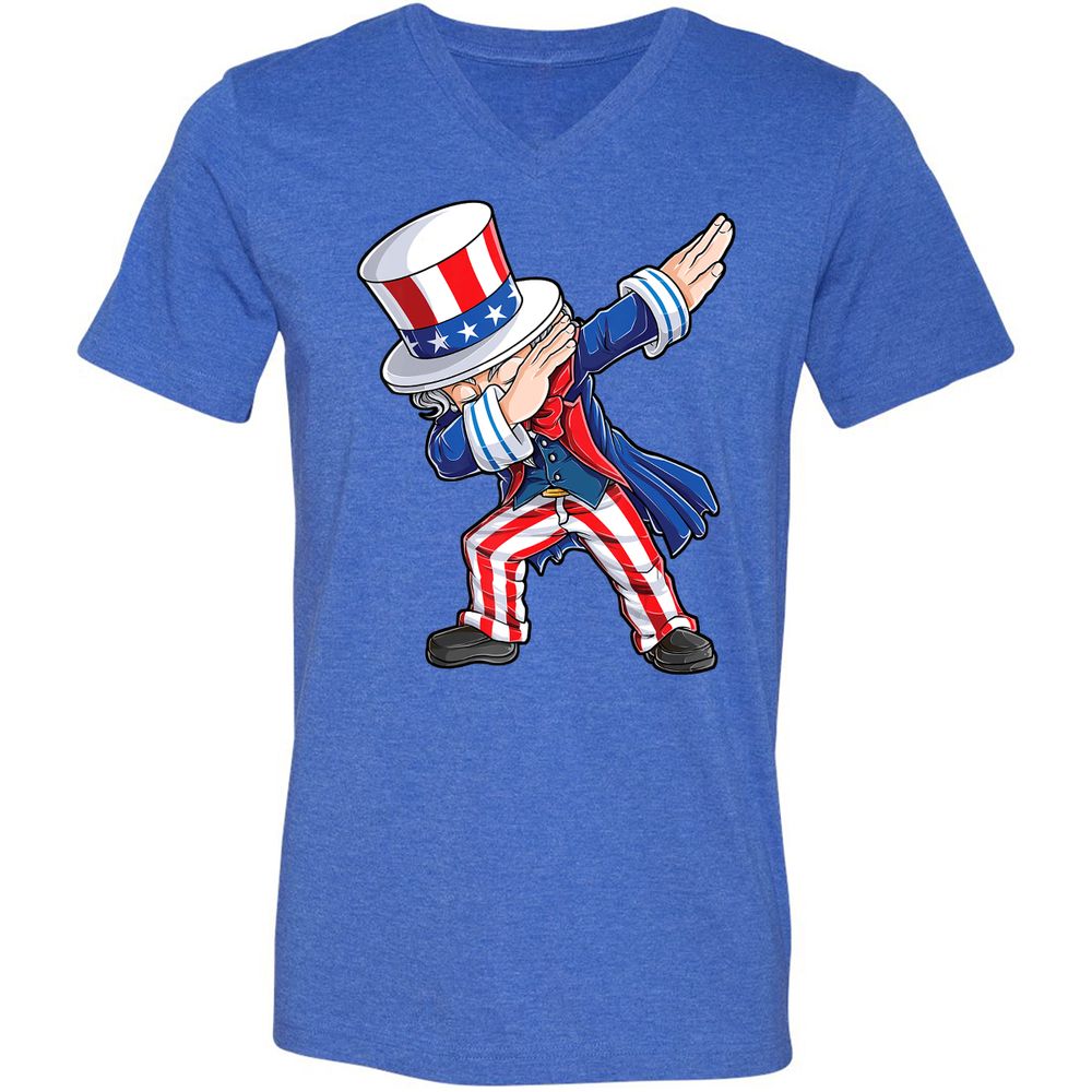 Unisex V-Neck T-Shirt - 9BWZB4LC - Heather True Royal - 14