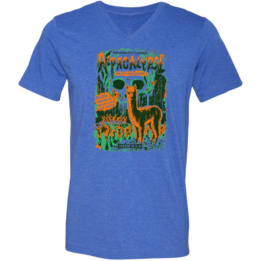 Unisex V-Neck T-Shirt - ASVZRE4L - Heather True Royal - 14