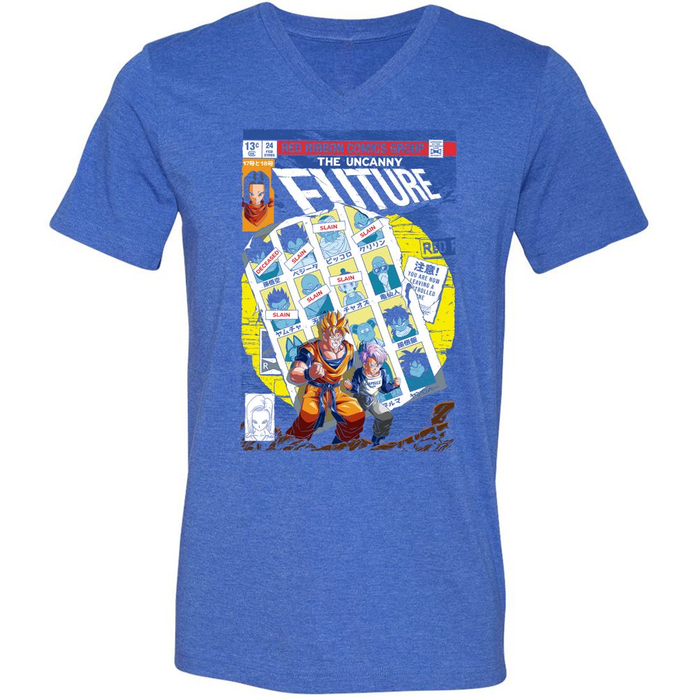 Unisex V-Neck T-Shirt - D2A2YNYE - Heather True Royal - 14