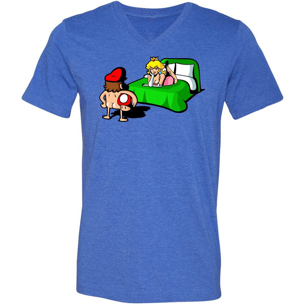 Unisex V-Neck T-Shirt - WMEXURGC - Heather True Royal - 14