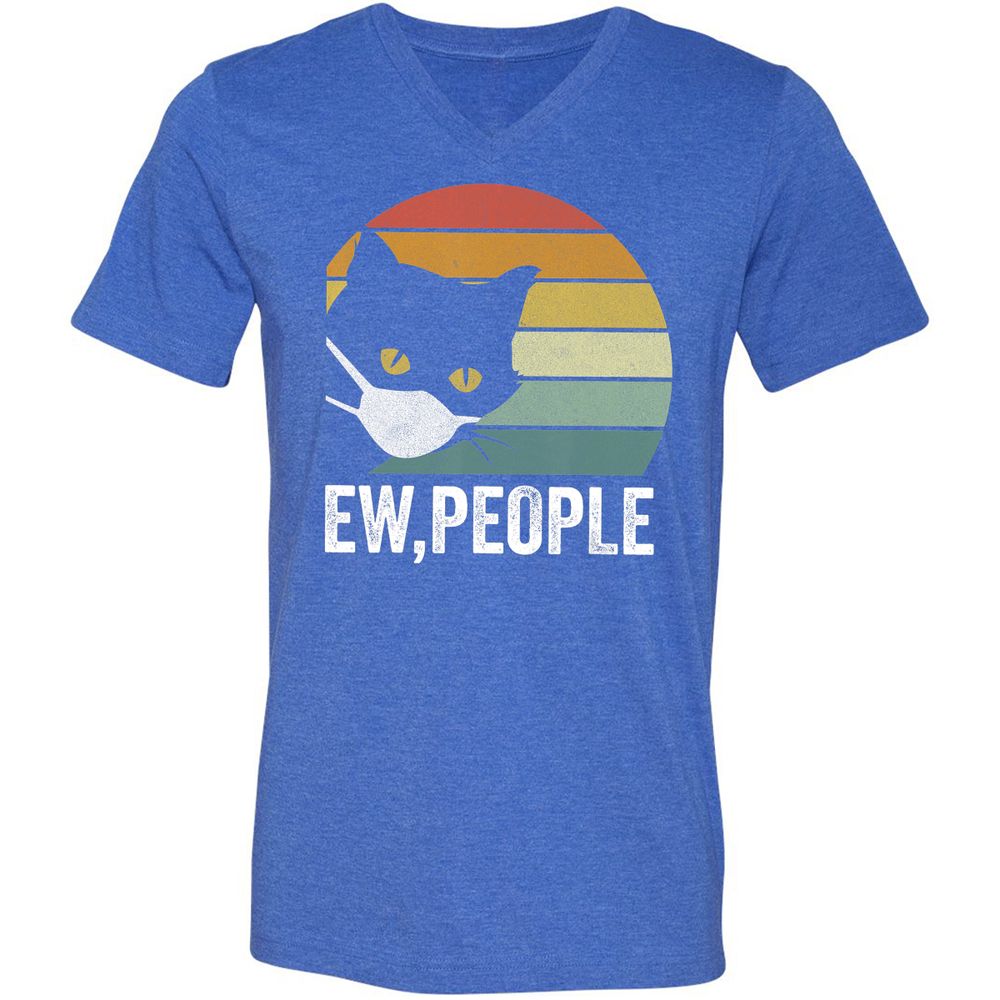 Unisex V-Neck T-Shirt - 89UZW9LN - Heather True Royal - 14