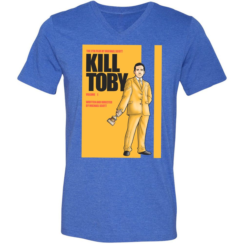 Unisex V-Neck T-Shirt - DFE1HZ8K - Heather True Royal - 14