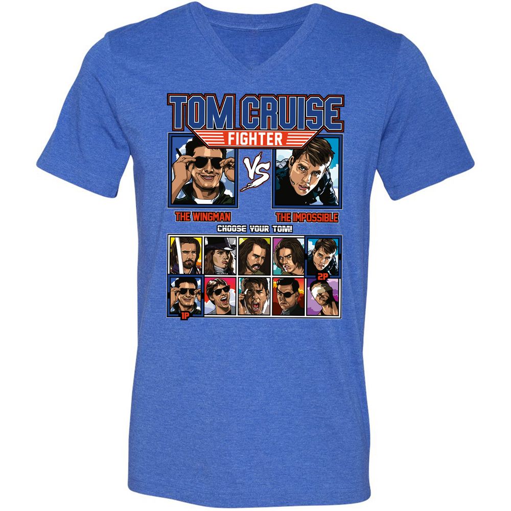 Unisex V-Neck T-Shirt - 8LKQQZL8 - Heather True Royal - 14