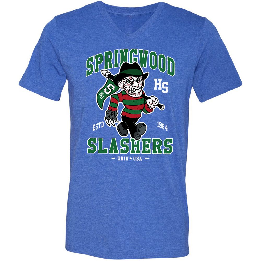 Unisex V-Neck T-Shirt - PNNKP9X3 - Heather True Royal - 14