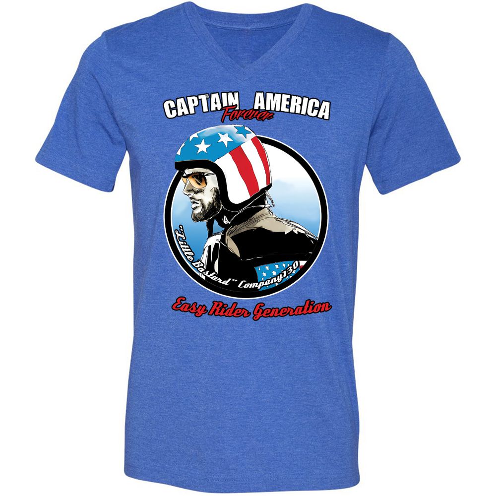 Unisex V-Neck T-Shirt - YNQJ91TR - Heather True Royal - 14