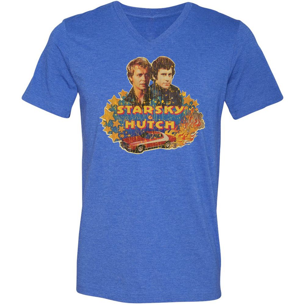Unisex V-Neck T-Shirt - ZNB8SQLQ - Heather True Royal - 14