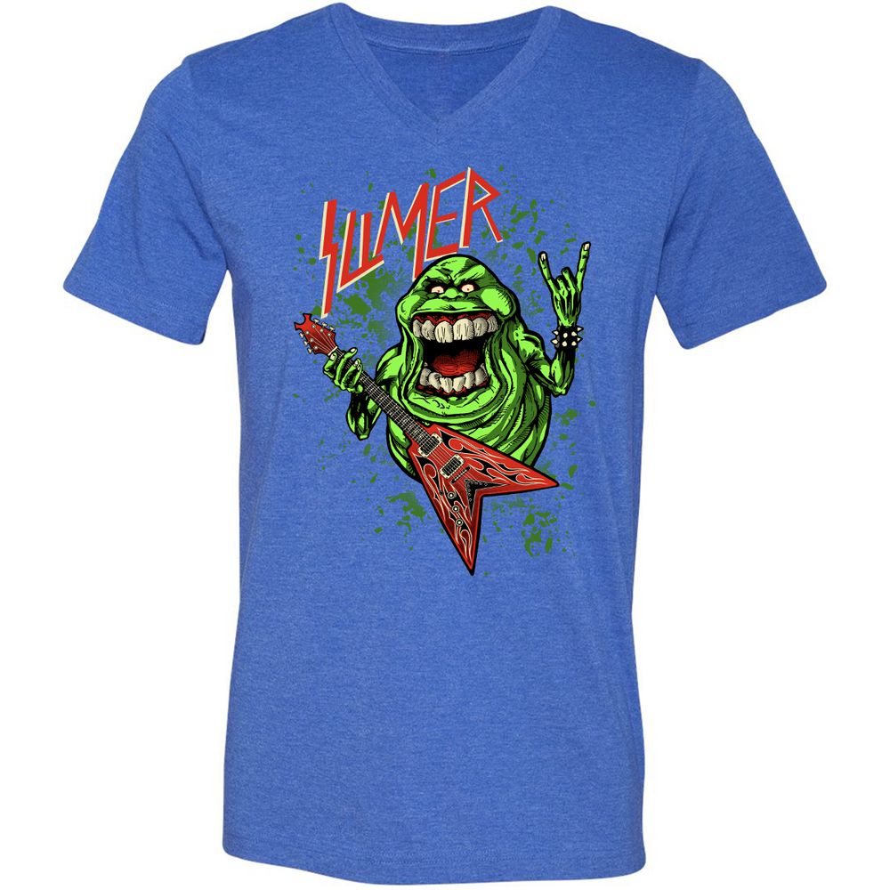 Unisex V-Neck T-Shirt - 2LWM6E55 - Heather True Royal - 14