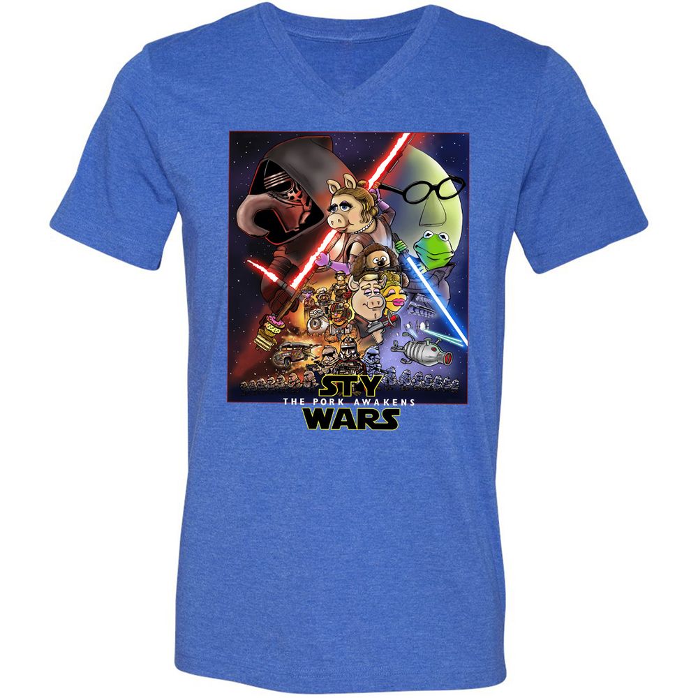 Unisex V-Neck T-Shirt - TKRUB669 - Heather True Royal - 14
