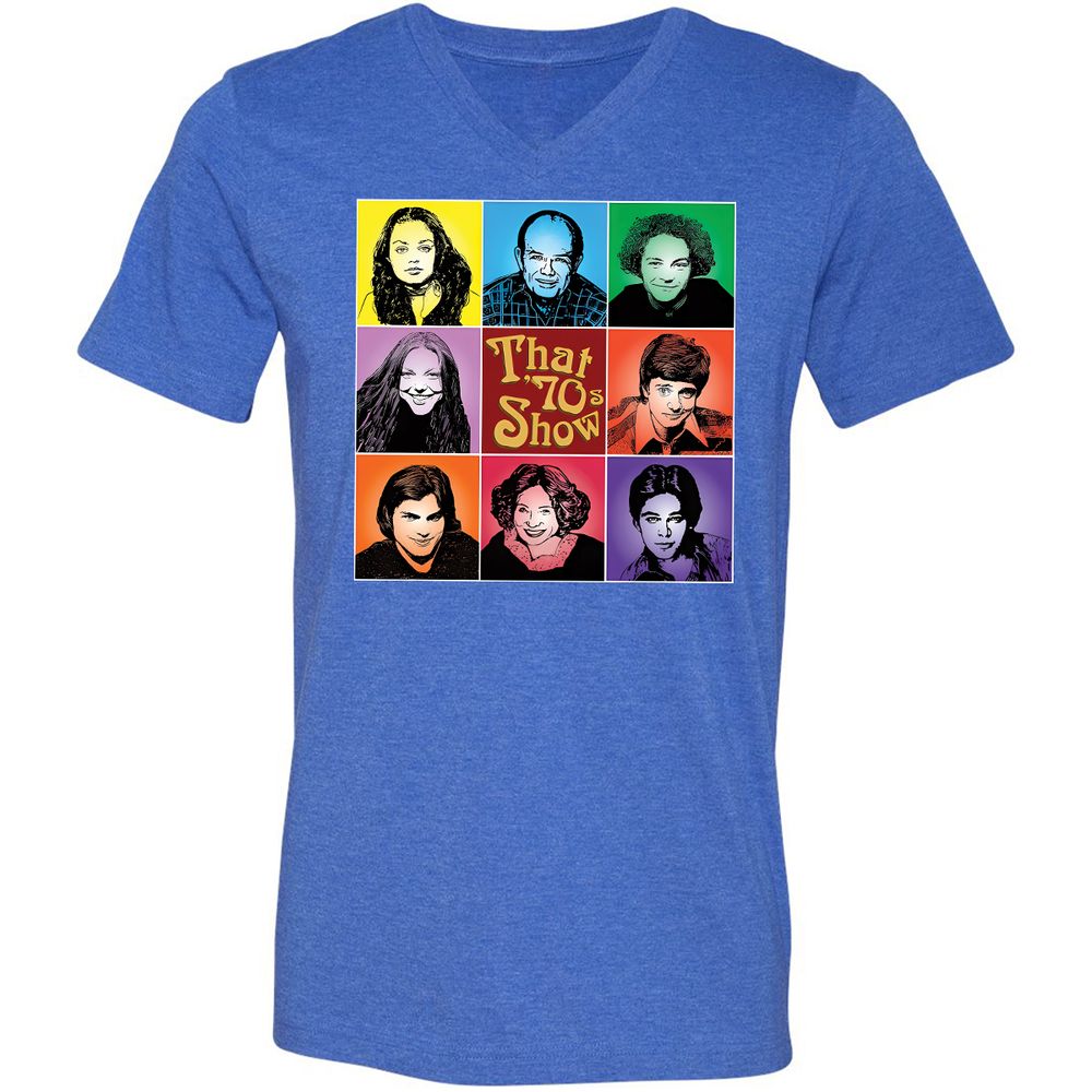 Unisex V-Neck T-Shirt - NLCH58KN - Heather True Royal - 14