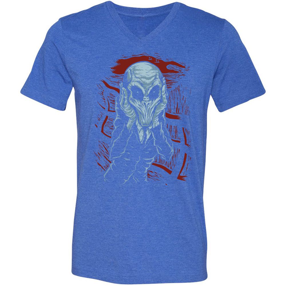 Unisex V-Neck T-Shirt - H54W6YJ9 - Heather True Royal - 14