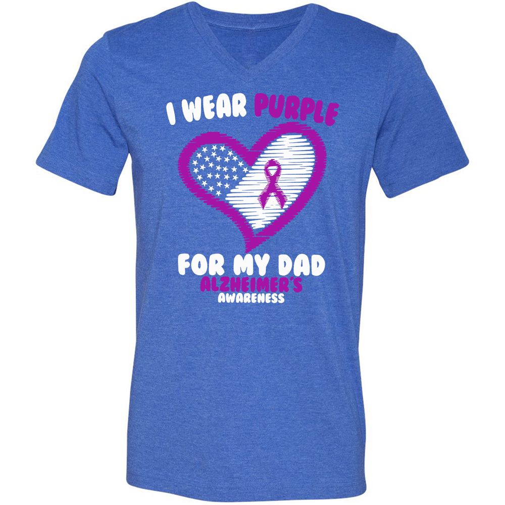 Unisex V-Neck T-Shirt - ZUBGE51U - Heather True Royal - 14