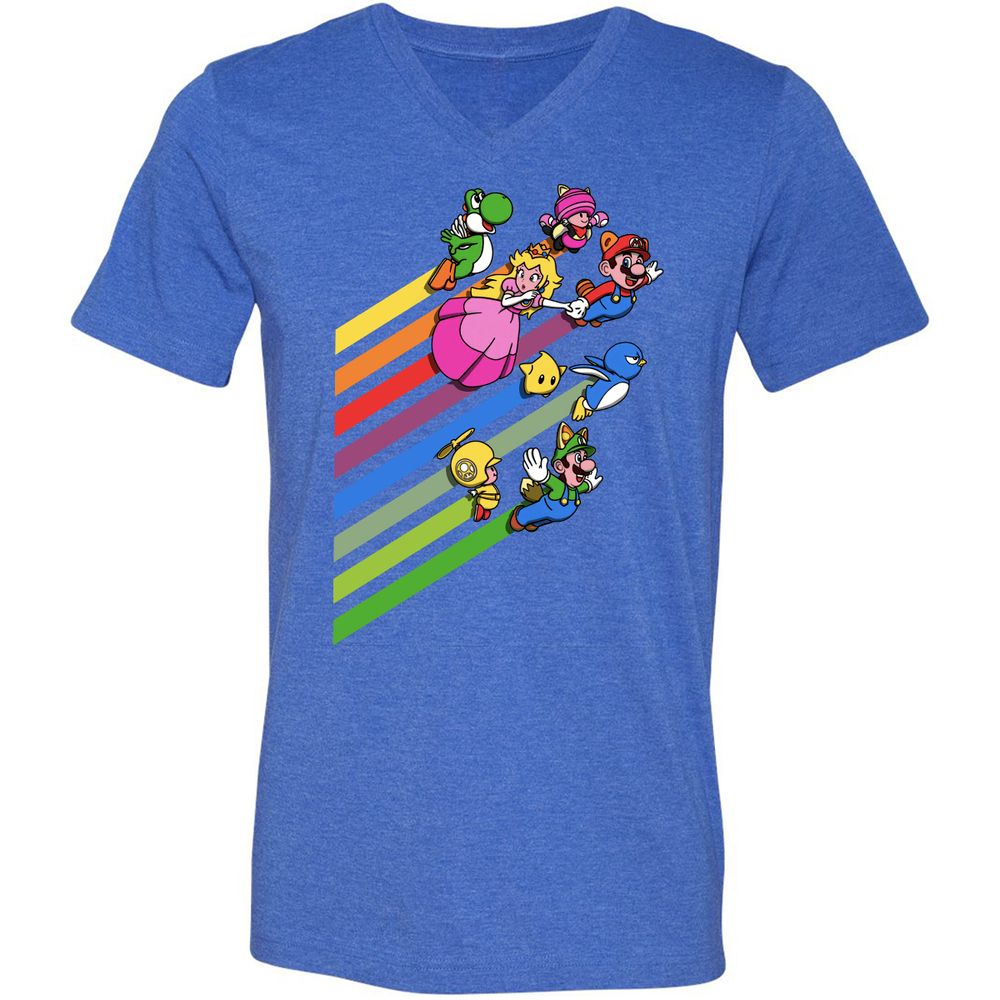 Unisex V-Neck T-Shirt - 87BABBB8 - Heather True Royal - 14