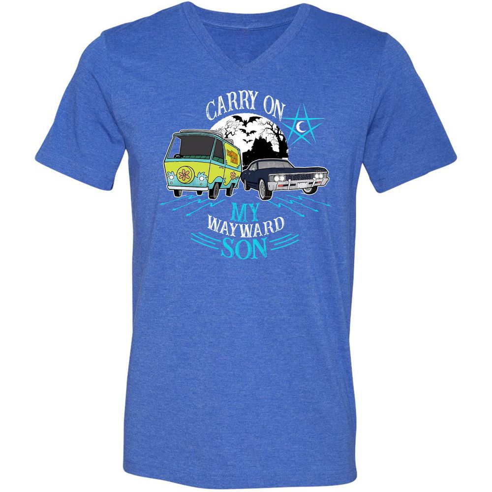 Unisex V-Neck T-Shirt - TZZBD337 - Heather True Royal - 14