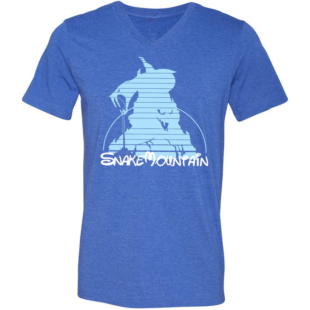 Unisex V-Neck T-Shirt - 6XKA2UXM - Heather True Royal - 14