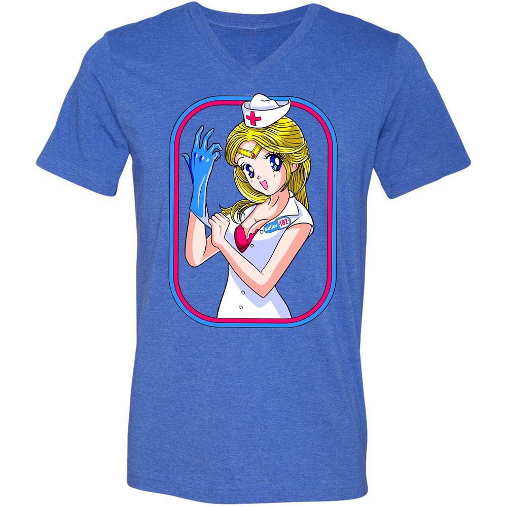 Unisex V-Neck T-Shirt - X7ZT92US - Heather True Royal - 14