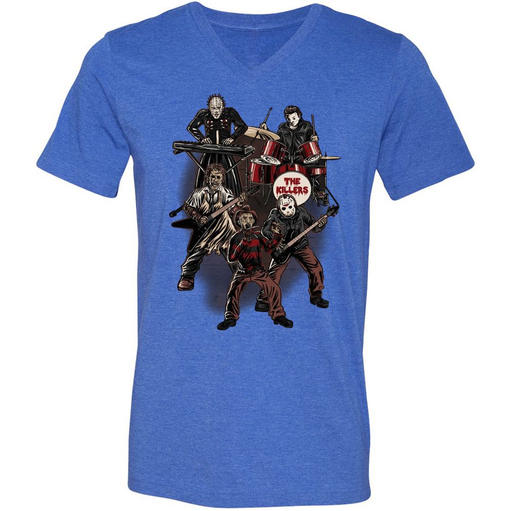 Unisex V-Neck T-Shirt - GZSWG9F3 - Heather True Royal - 14