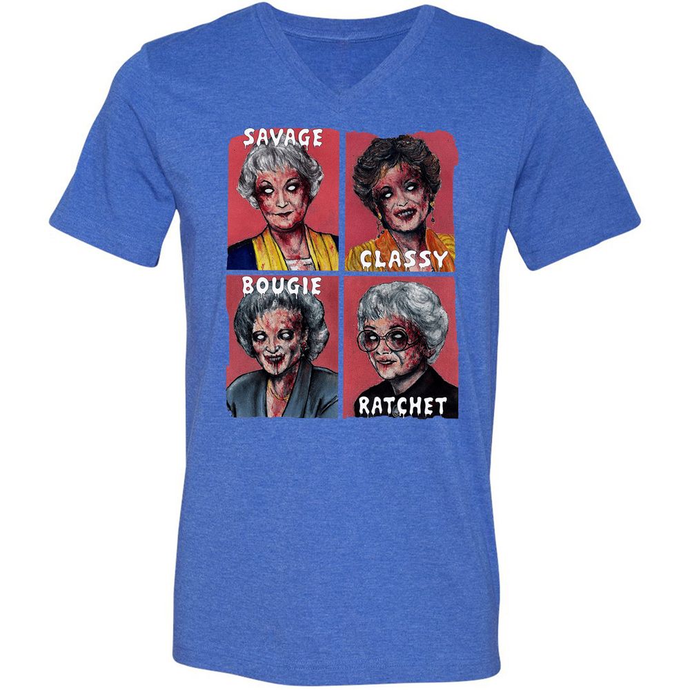 Unisex V-Neck T-Shirt - URHG9LDF - Heather True Royal - 14