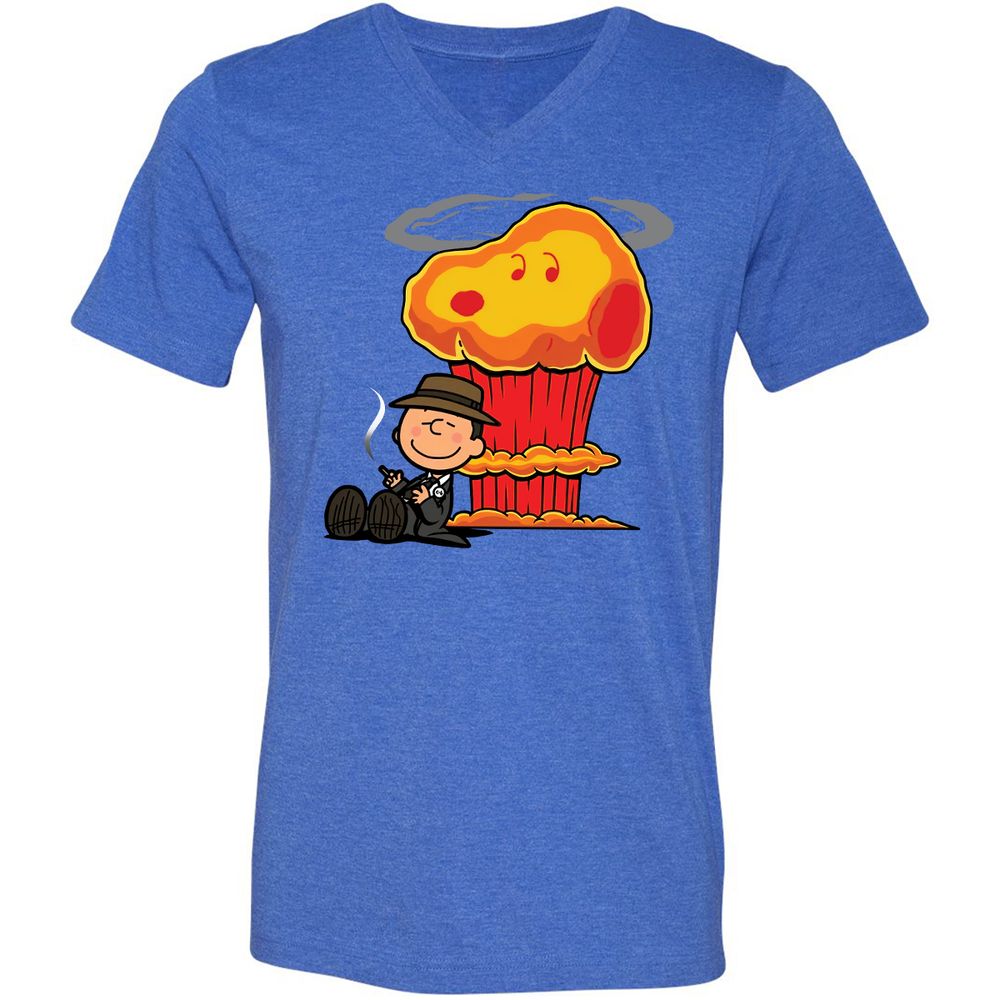 Unisex V-Neck T-Shirt - BQUSWZV5 - Heather True Royal - 14