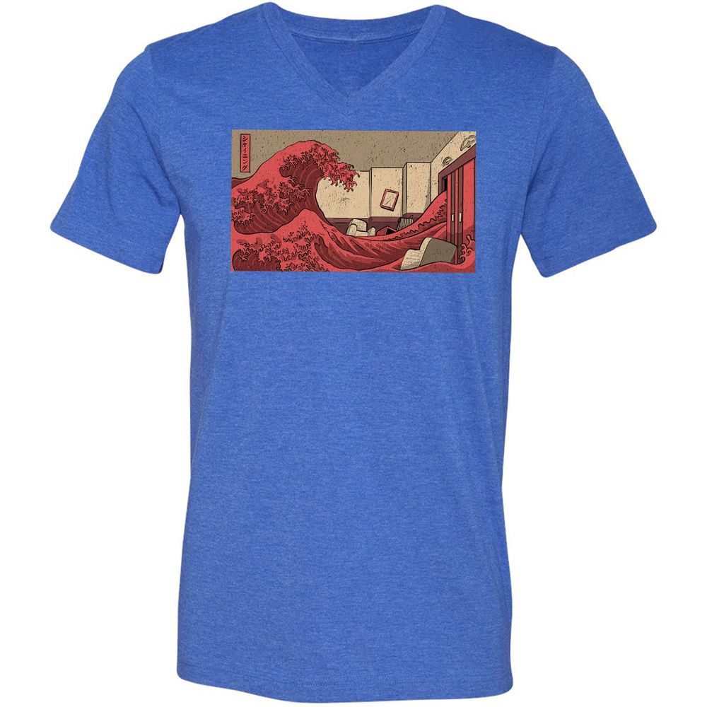 Unisex V-Neck T-Shirt - JQGX2PJ8 - Heather True Royal - 14