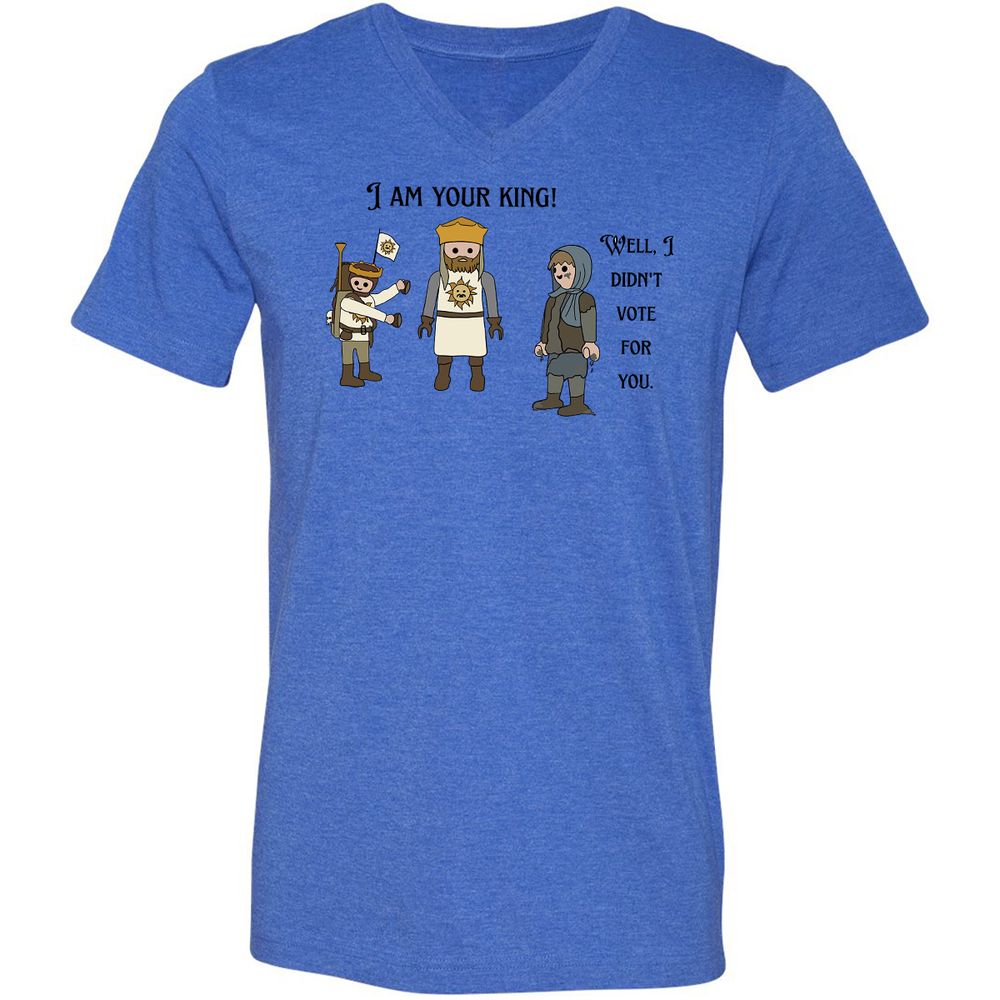 Unisex V-Neck T-Shirt - 5KTWQNDR - Heather True Royal - 14