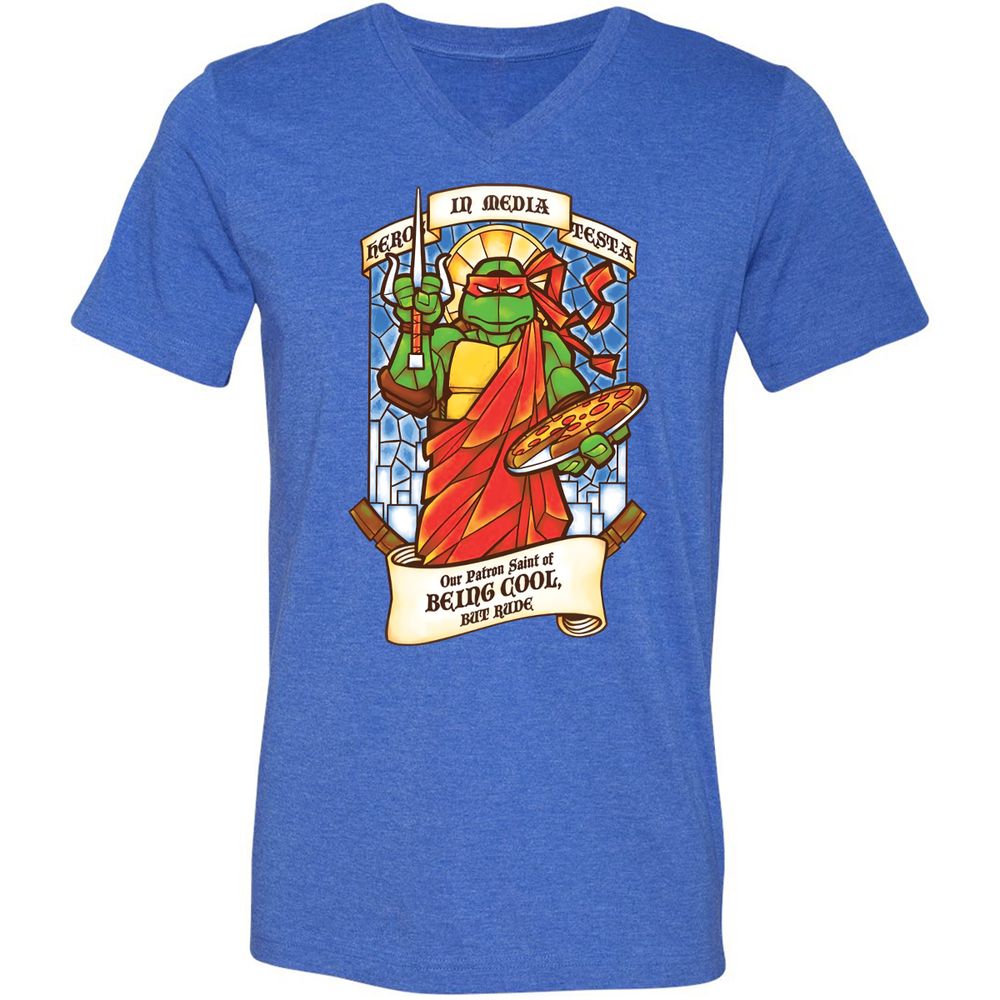 Unisex V-Neck T-Shirt - Y6FLAE1C - Heather True Royal - 14