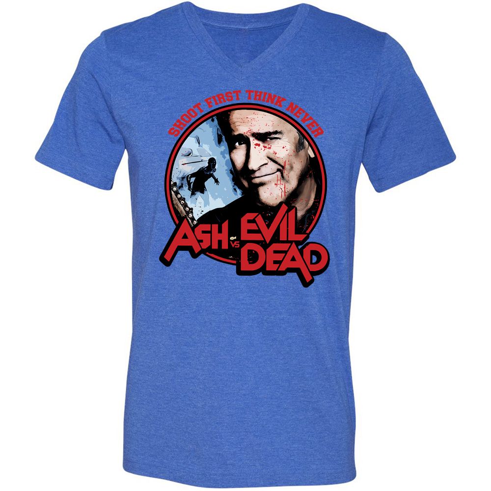 Unisex V-Neck T-Shirt - ZCU2KDWK - Heather True Royal - 14