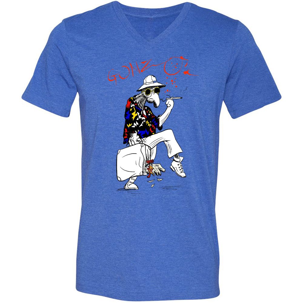 Unisex V-Neck T-Shirt - RSTPRZFC - Heather True Royal - 14
