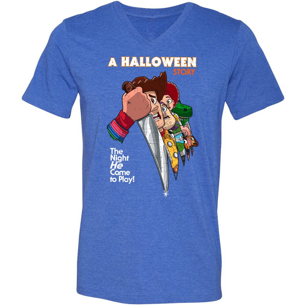 Unisex V-Neck T-Shirt - Q8ZWRSSV - Heather True Royal - 14